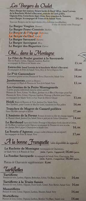Auberge Heidi — carte page 2