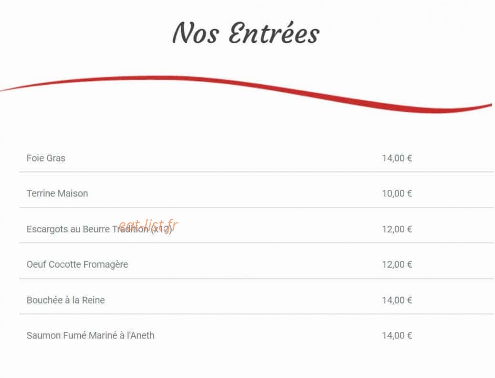 Le Bistro — carte page 1