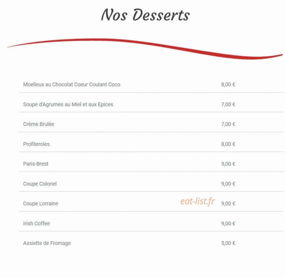 Le Bistro — carte page 3