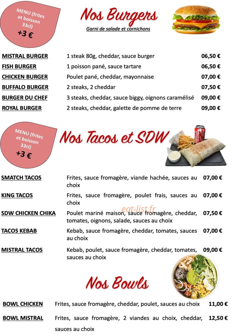 Pizza Mistral — carte page 3