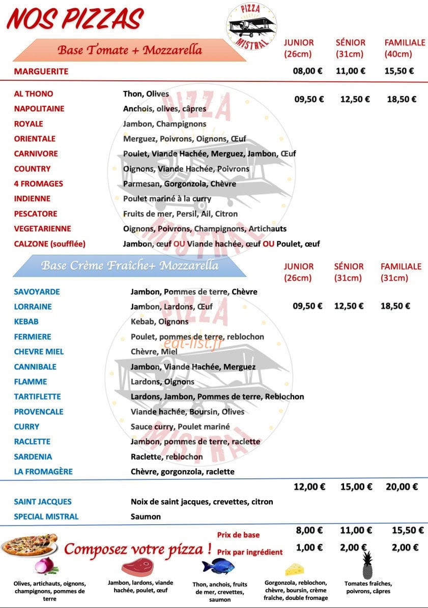 Pizza Mistral — carte page 2