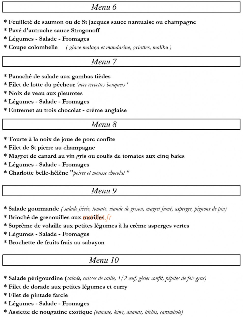 Auberge Lorraine — carte page 4