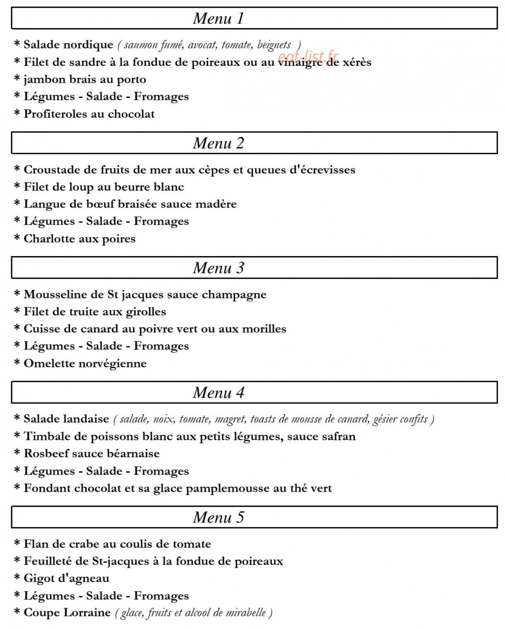 Auberge Lorraine — carte page 3
