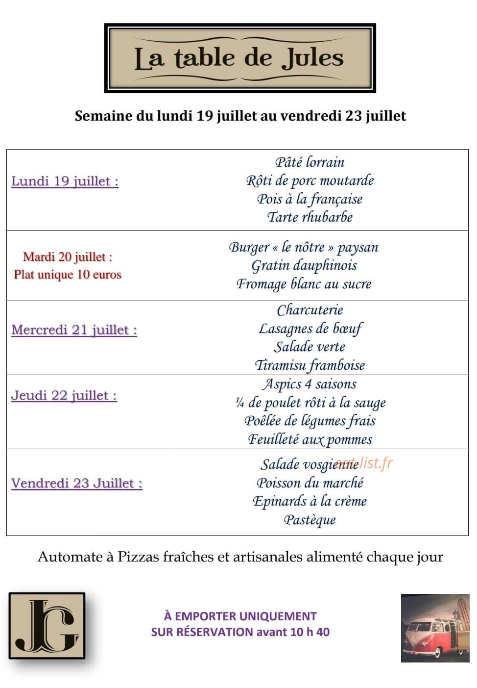 La table de Jules — carte page 1