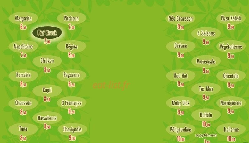 Provençal Pizza — carte page 1