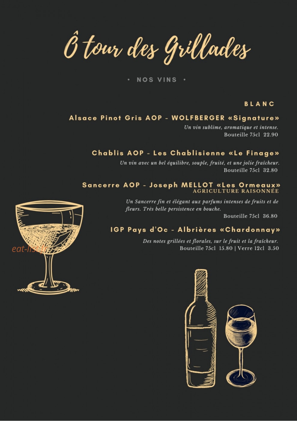 Carte et menu de Ô Tour des Grillades à Houdemont — Les vins (suite)