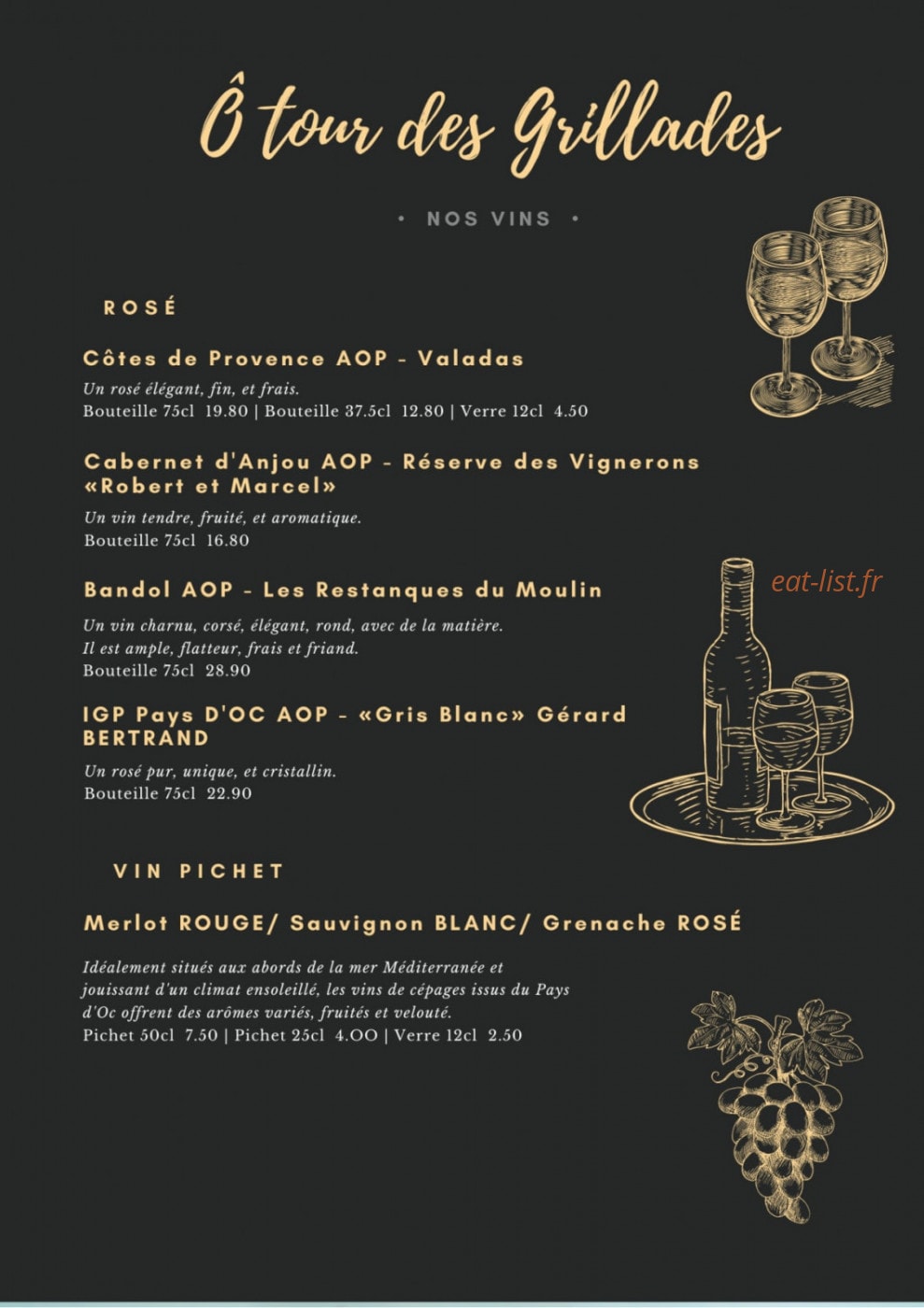 Carte et menu de Ô Tour des Grillades à Houdemont — Les vins (suite)