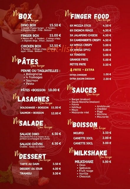 Dino Burger — carte page 8