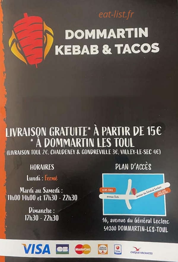 Dommartin Kebab & Tacos — carte page 1