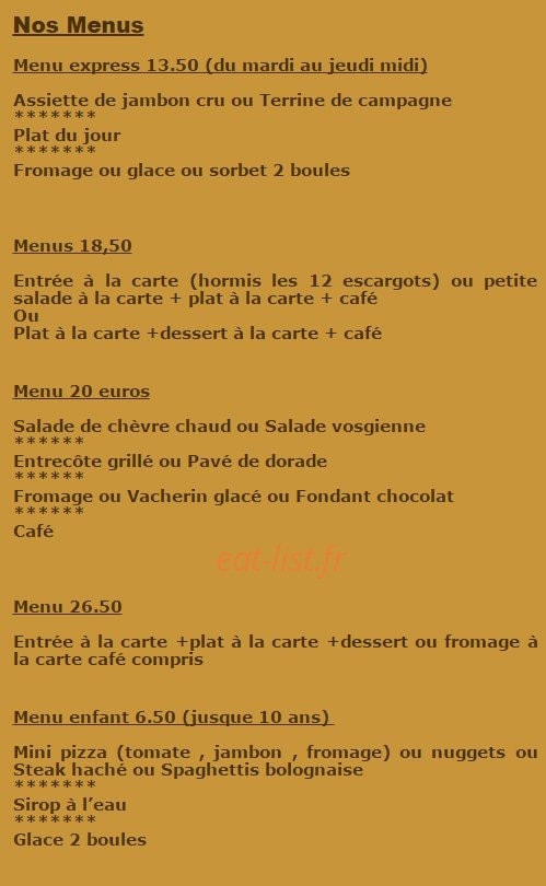 Carte et menu de La Fiesta à Dommartin les Toul — Les menus