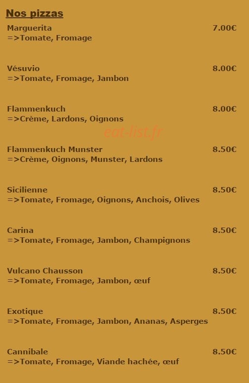 Carte et menu de La Fiesta à Dommartin les Toul — Les pizzas