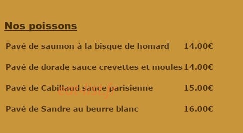 Carte et menu de La Fiesta à Dommartin les Toul — Les poissons