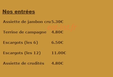 Carte et menu de La Fiesta à Dommartin les Toul — Les entrées