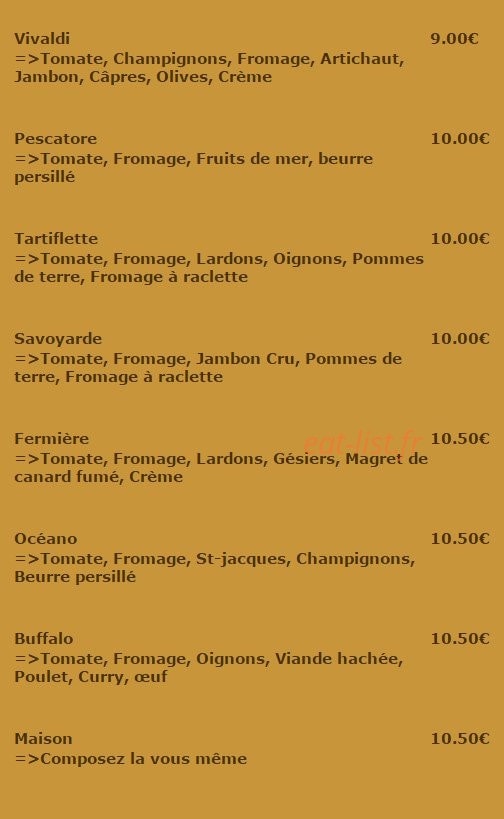 Carte et menu de La Fiesta à Dommartin les Toul — Les autres pizzas