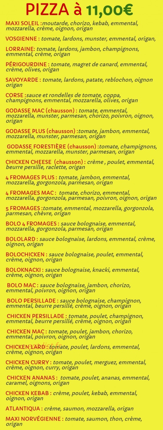 Mac Reynald Pizza — carte page 3