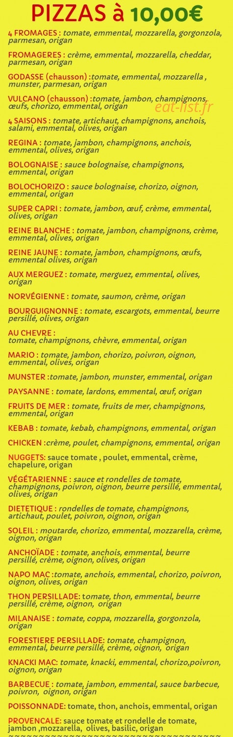 Mac Reynald Pizza — carte page 2