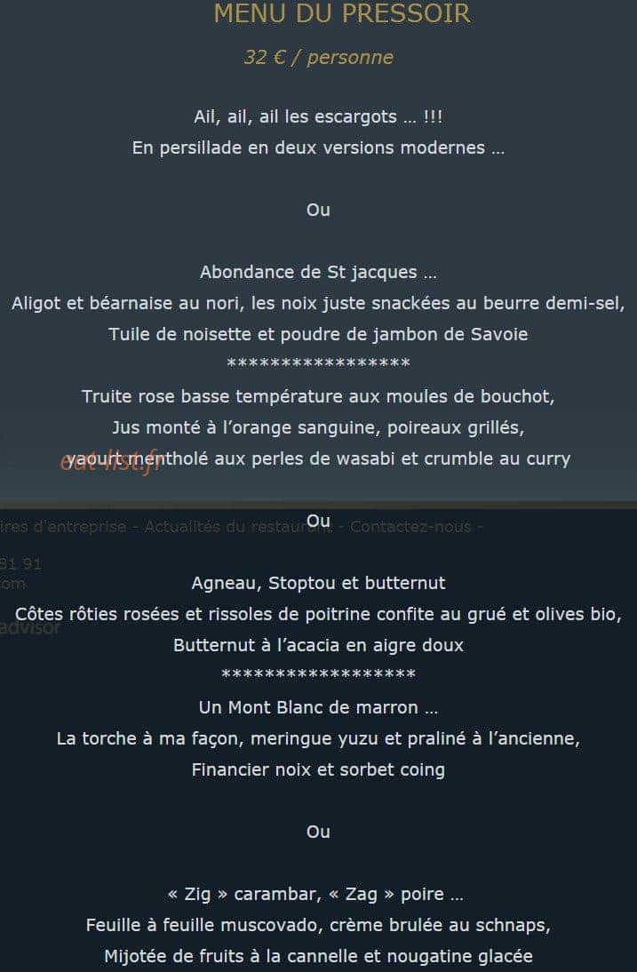 Auberge du Pressoir — carte page 2