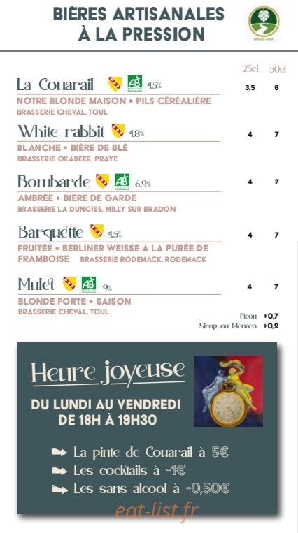 Bistrot du Couarail — carte page 3