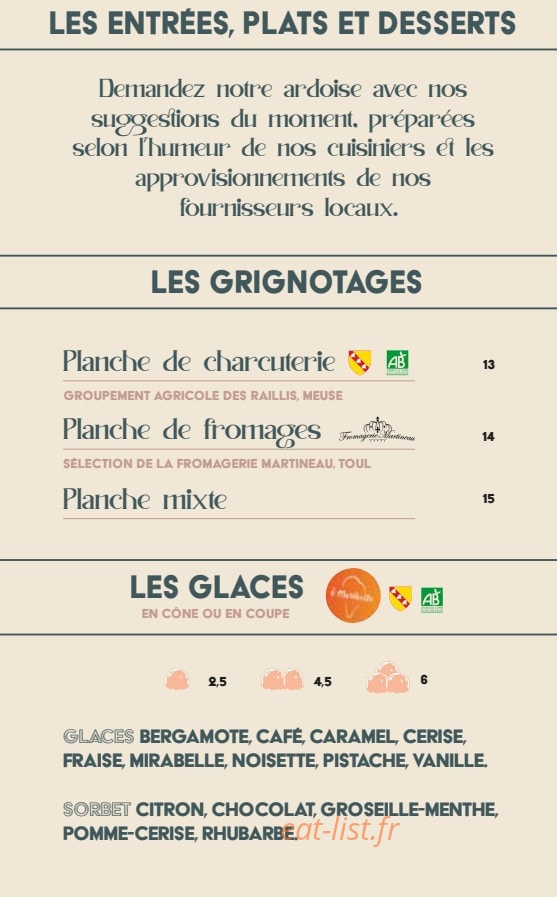 Bistrot du Couarail — carte page 2