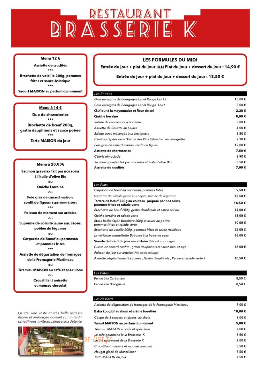 Brasserie K — carte page 1