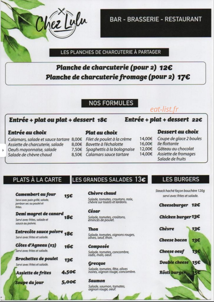 Chez Lulu — carte page 1