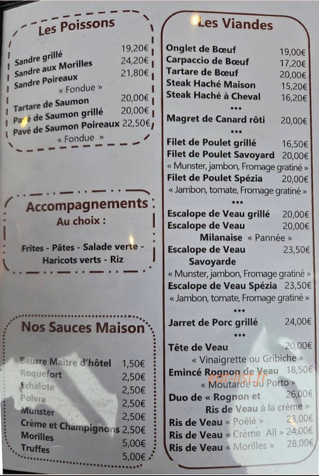 Carte et menu de La Spézia à Toul — Menu 3