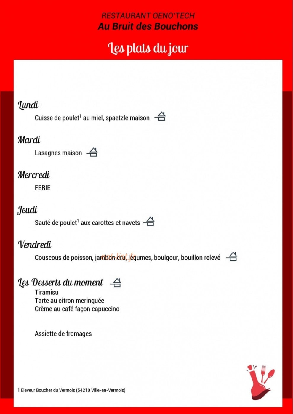 Au bruit des Bouchons — carte page 1