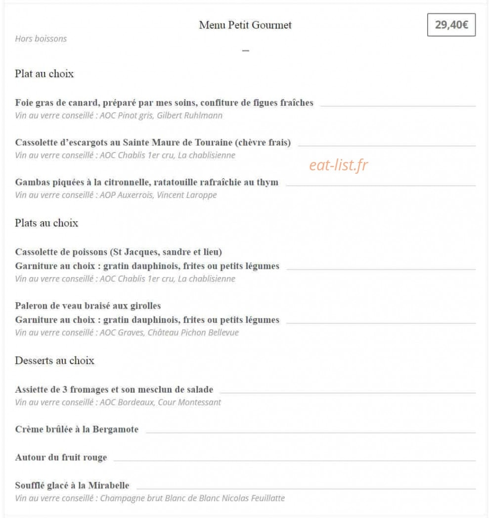 Au petit gourmet — carte page 2
