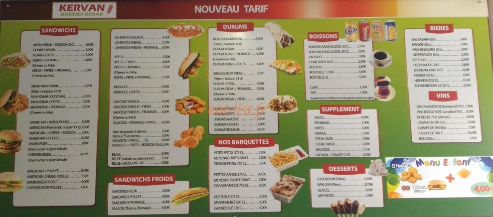 Kervan kebab — carte page 1