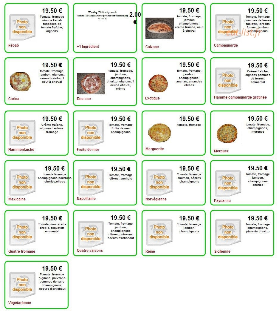 Sabpizzas — carte page 3