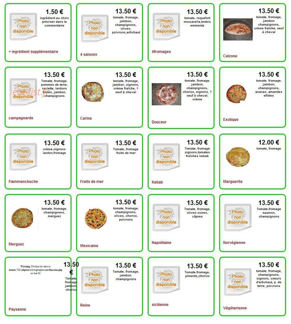 Sabpizzas — carte page 2