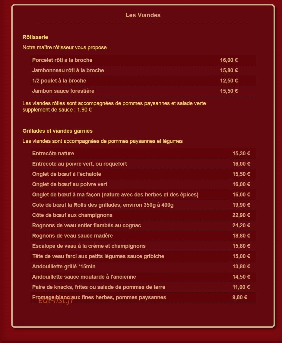 Auberge de Maître Marcel — carte page 10