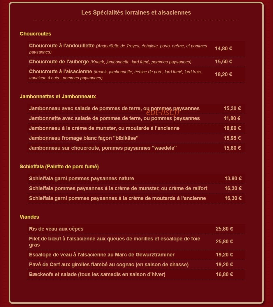 Auberge de Maître Marcel — carte page 8