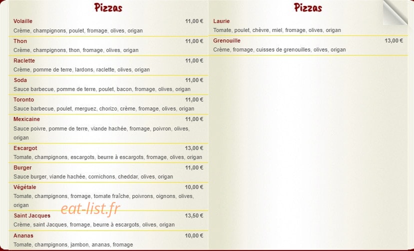Mamie pizza — carte page 2