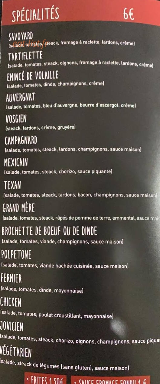 Au Bon Casse-Croûte — carte page 4