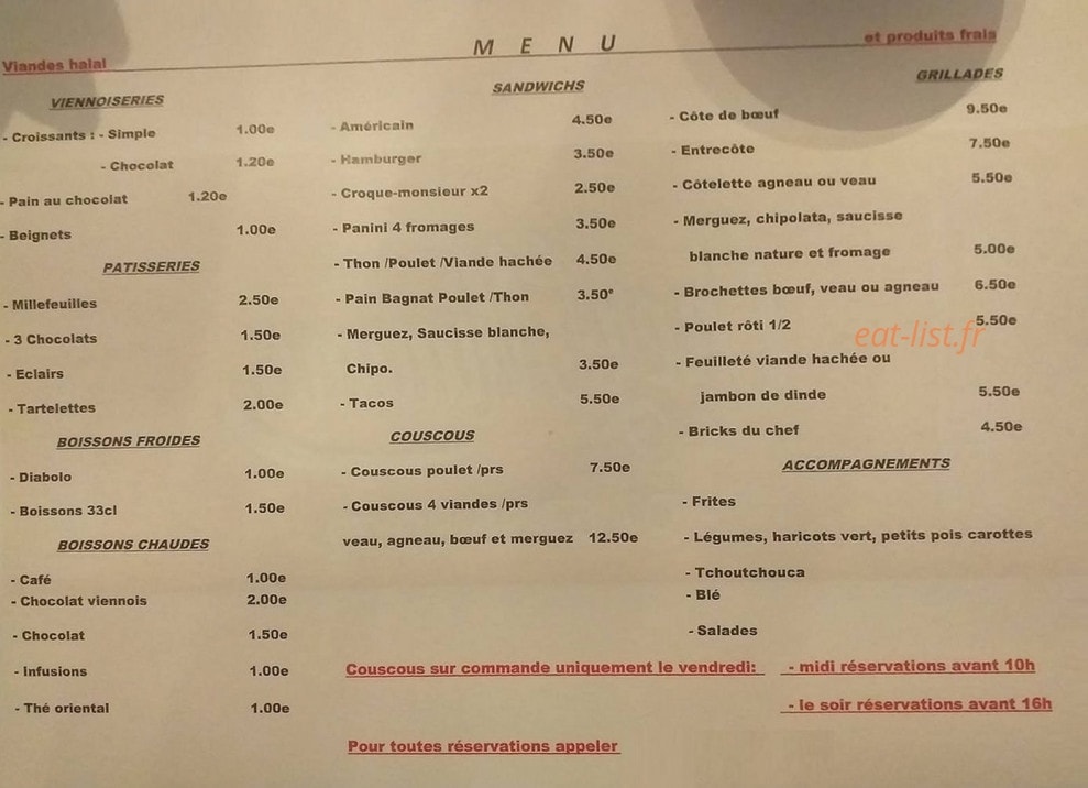 Chez Mimima — carte page 1
