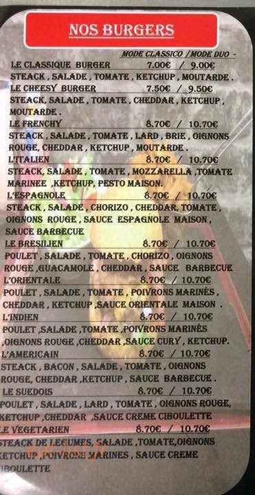 Nostra burger — carte page 1
