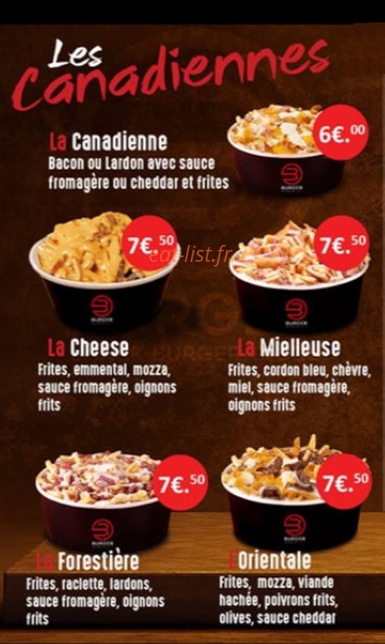 B' Burger — carte page 1