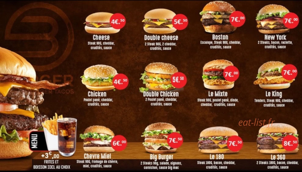 B' Burger — carte page 4