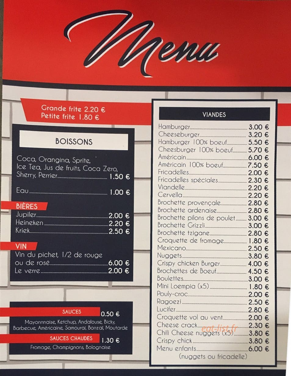 Chez Dav' — carte page 1