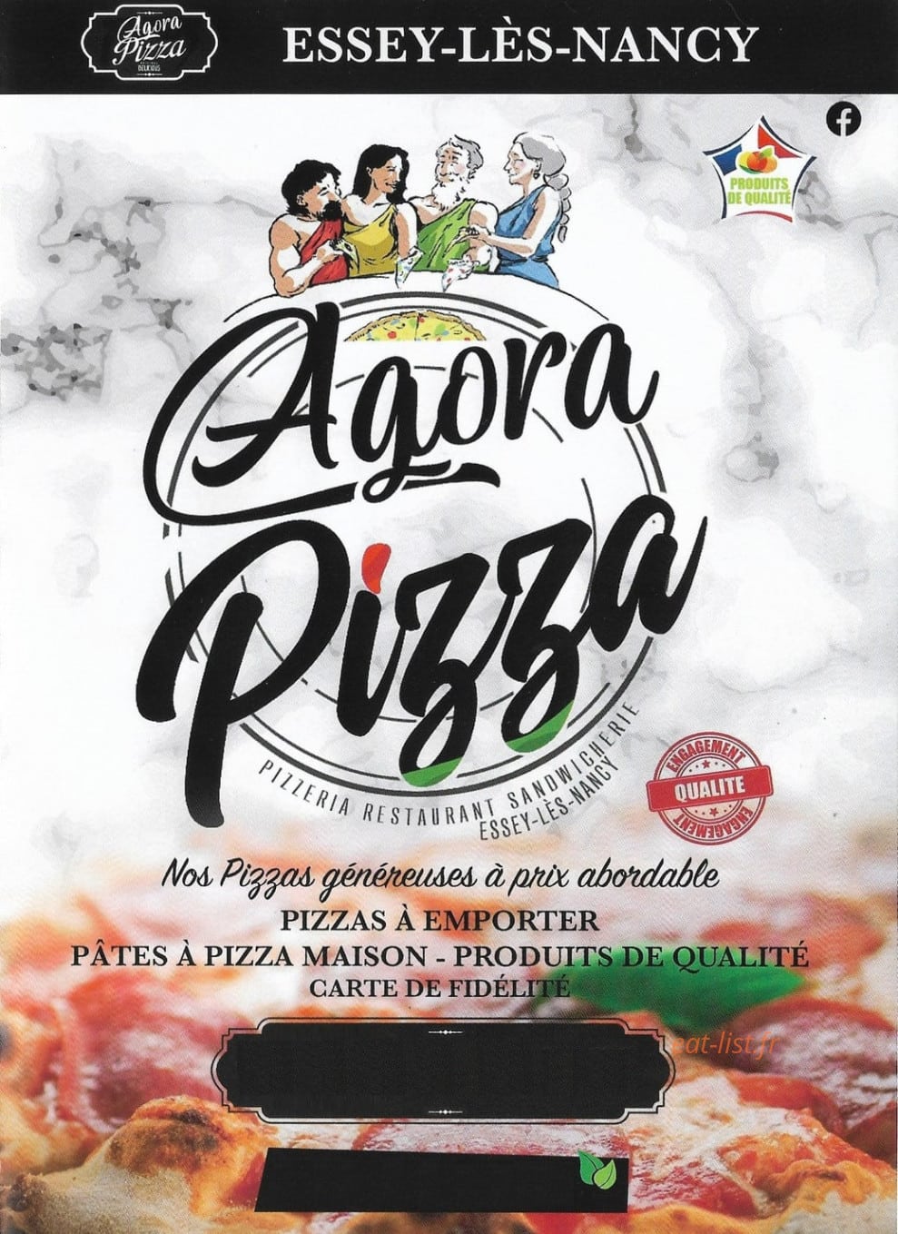 Agora Pizza — carte page 1