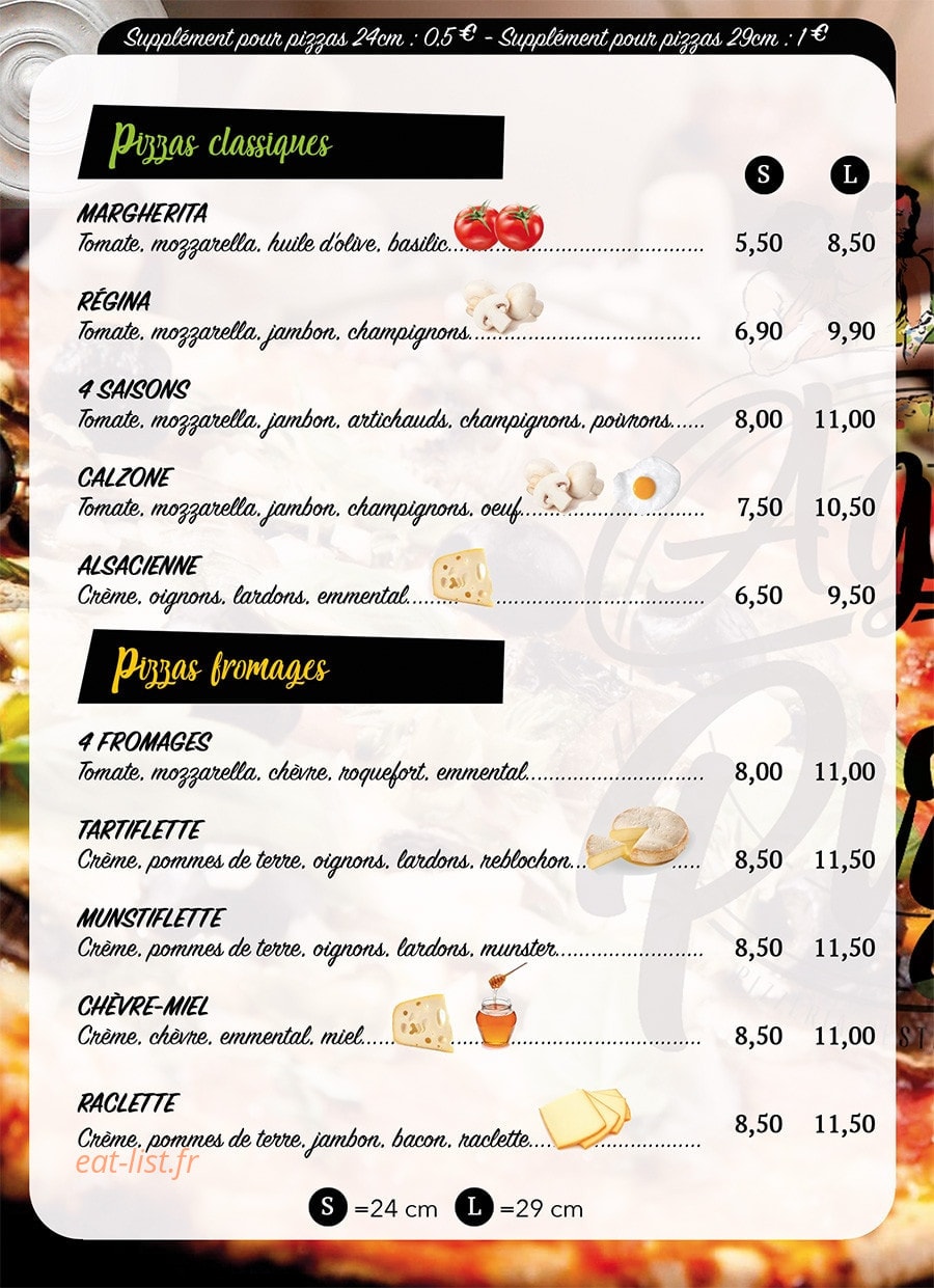 Agora Pizza — carte page 2