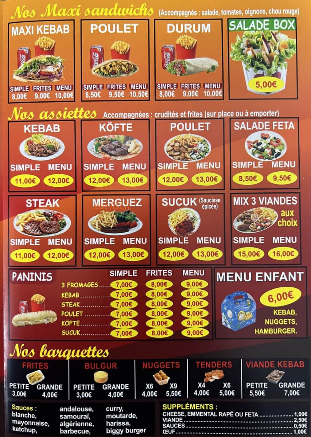 kebab Essey — carte page 1