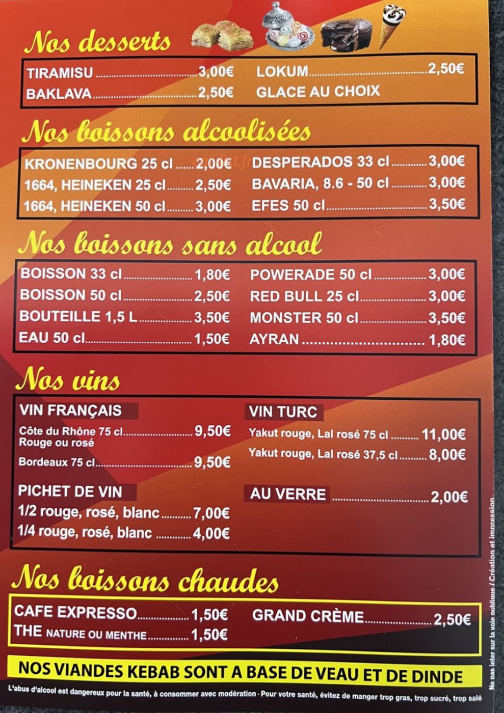 kebab Essey — carte page 3