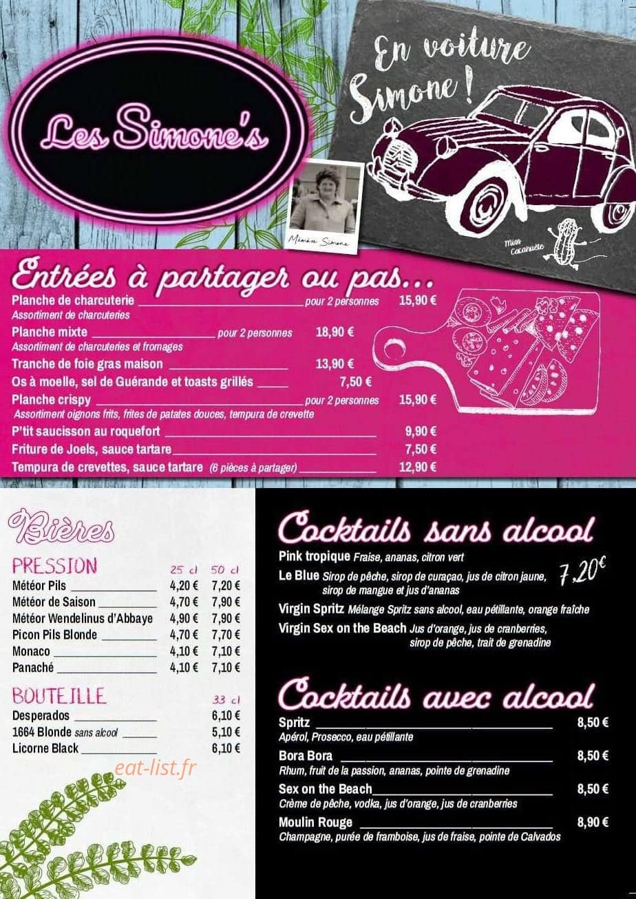 Les Simone's — carte page 1
