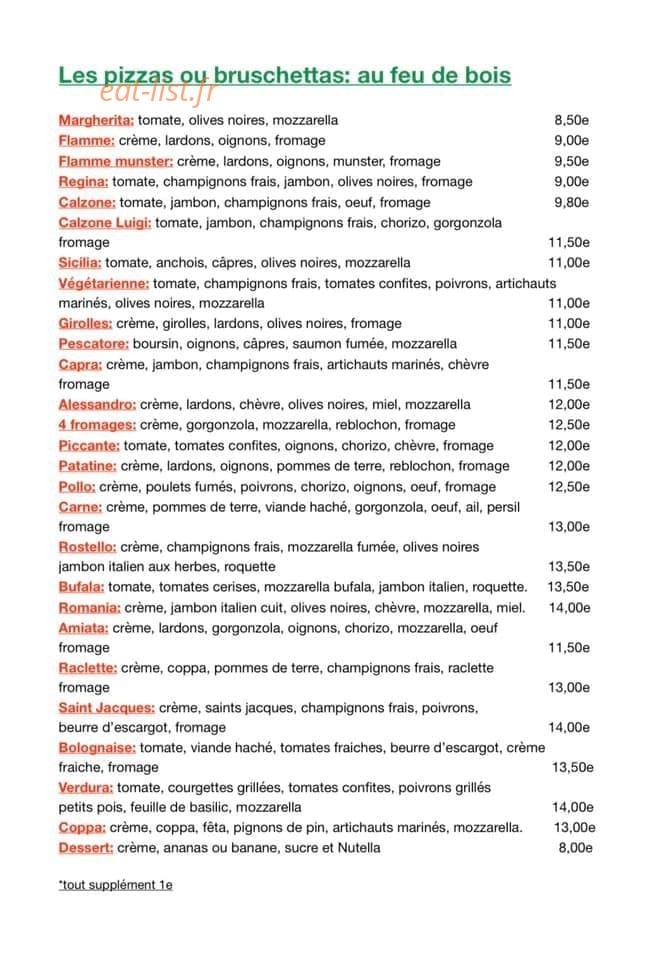 Carte et menu de Pizzeria La Famiglia à Essey les Nancy — Les pizzas