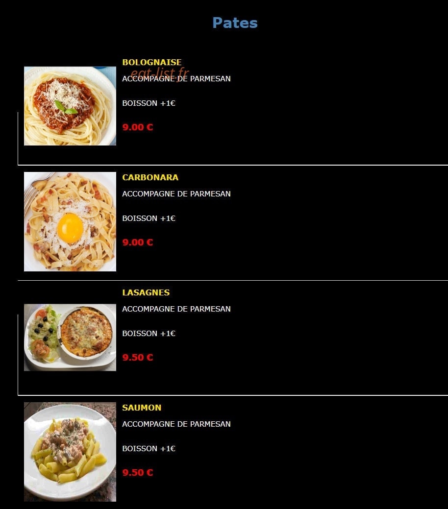 Chez Tony — carte page 9