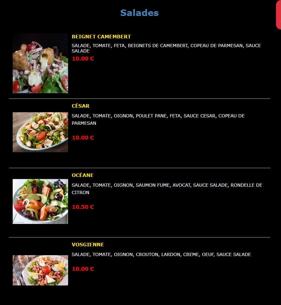 Chez Tony — carte page 8