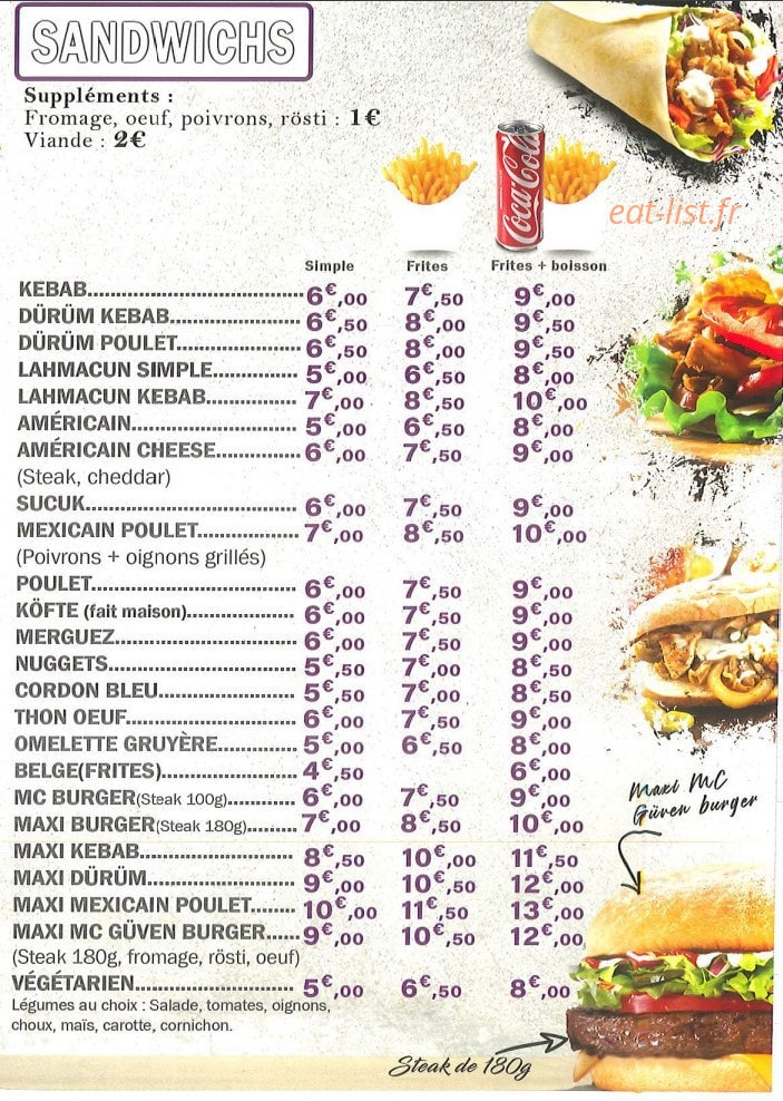 Guven Kebab — carte page 2