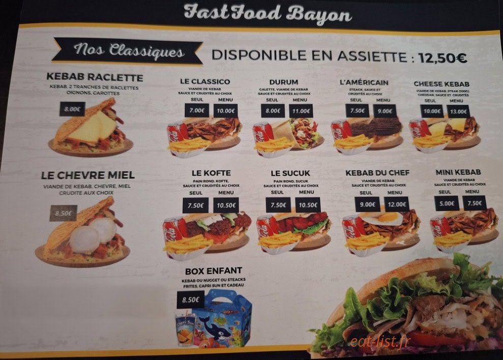 Kebab Bayon — carte page 1